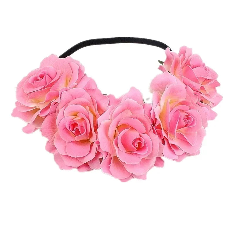 Rose Floral Wreath Crown Headband – Bridal & Party Hair Accessory Floral Hair Crown Babs 8