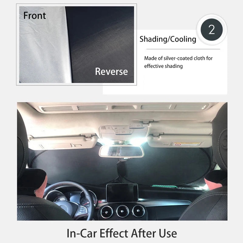 Foldable Car Windshield Sun Shade – UV Blocking Silver Visor Car Sun Shade Babs