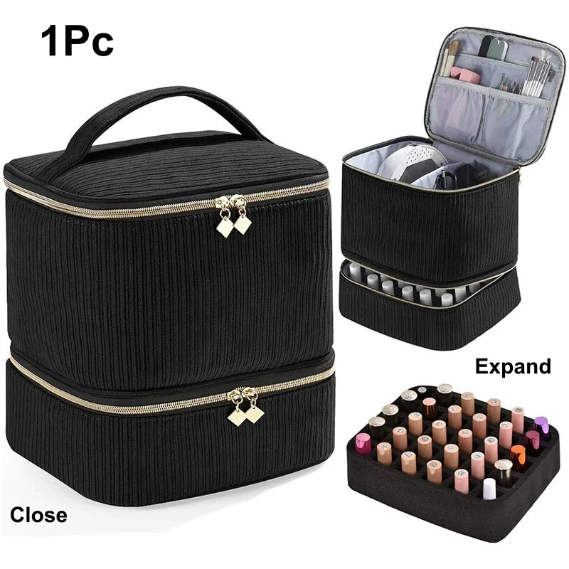 Double Layer Nail Polish Organizer – Holds 30 Bottles Nail Polish Organizer Babs Black