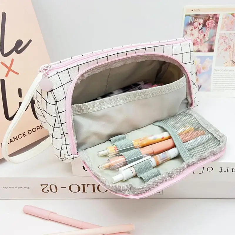 Kawaii Large Capacity Canvas Pencil Case – 3-in-1 Organizer Canvas Pencil Case Babs