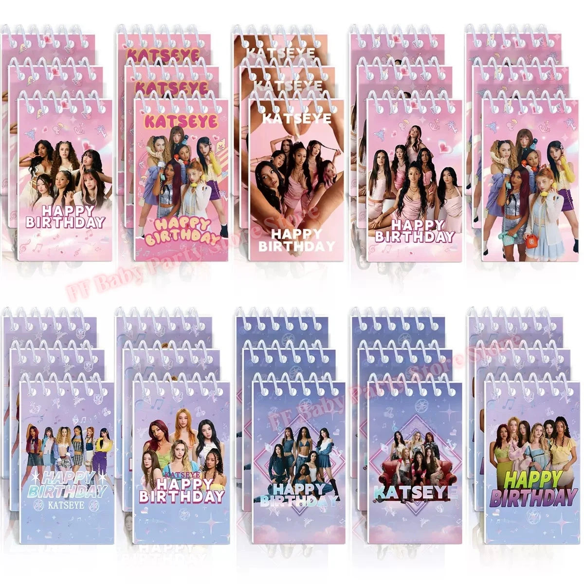 Katseye Kpop Birthday Party Supplies – Plates, Cups & Balloons Party Supplies Set Babs 10pcs Notebooks