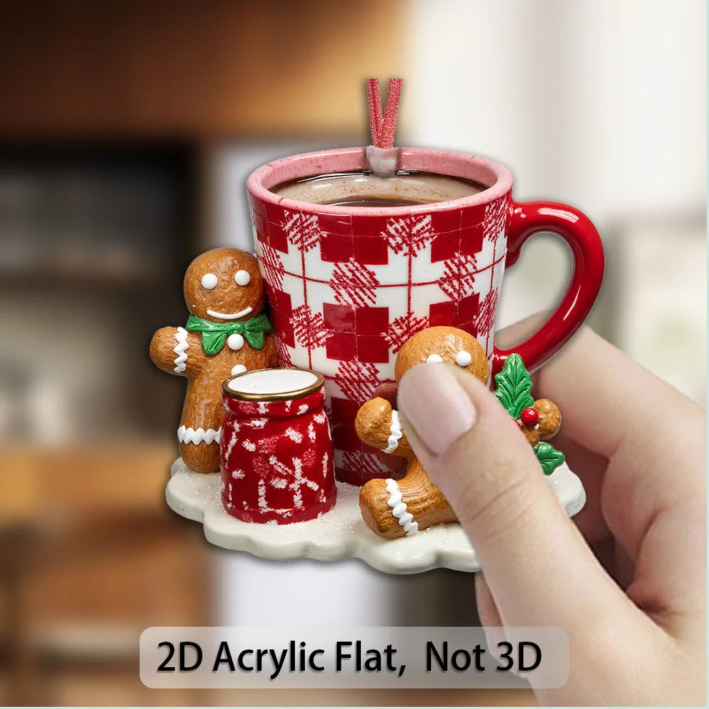 Gingerbread Fridge Magnet Red Checkered Acrylic Xmas Decor Holiday Fridge Magnet Babs