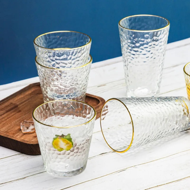 Hammered Glass Cup – Transparent Mug for Tea, Coffee & Milk Glass Drinking Cup Babs