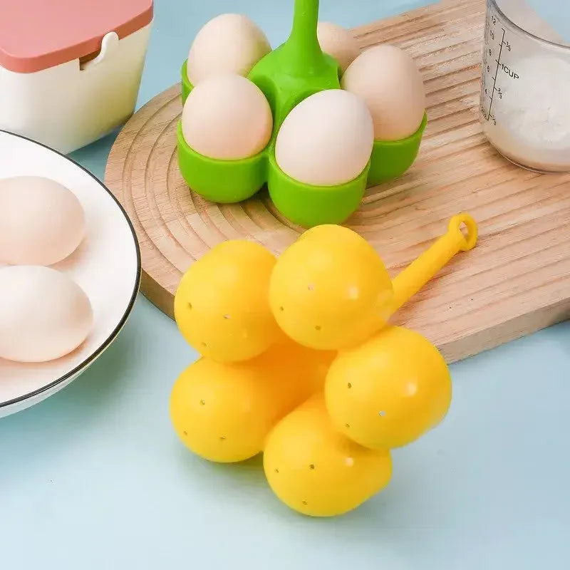 Silicone Egg Boiling Tray 5-Hole Handle | Boiled Egg Holder Egg Boiling Tray Babs