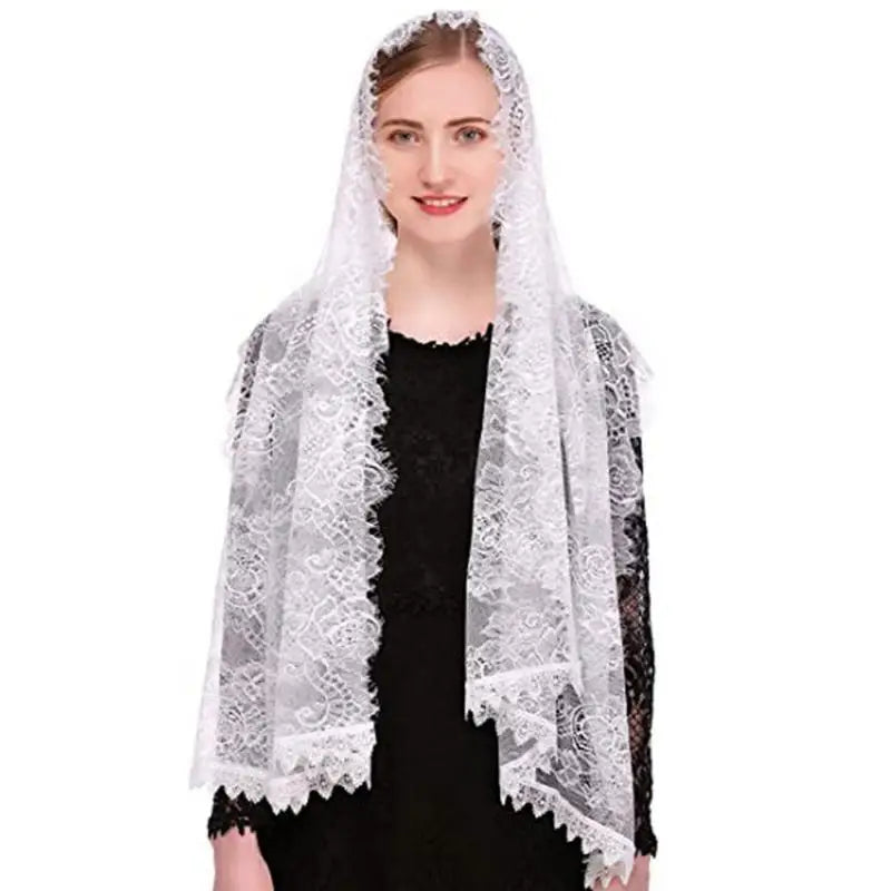 Women's Lace Tassel Mantilla Veil Long Scarf & Shawl Lace Tassel Scarf Babs