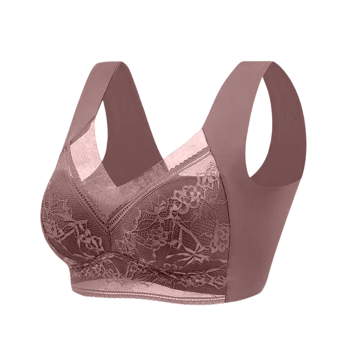 Women's Plus Size Seamless Lace Wire-Free Bralette | Sizes L–6XL Seamless Lace Bralette Babs Camel 48