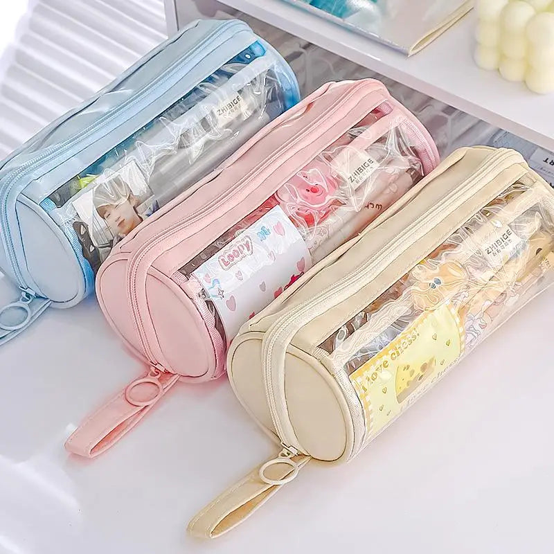 HUXUAN Transparent Cylinder Pencil Case – Large Capacity Cylinder Pencil Case Babs