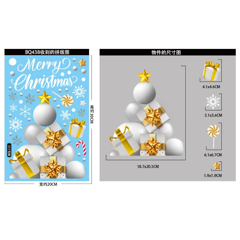 Christmas Window Stickers Santa Snowman Static Glass Decals Holiday Window Stickers Babs 1pcs H