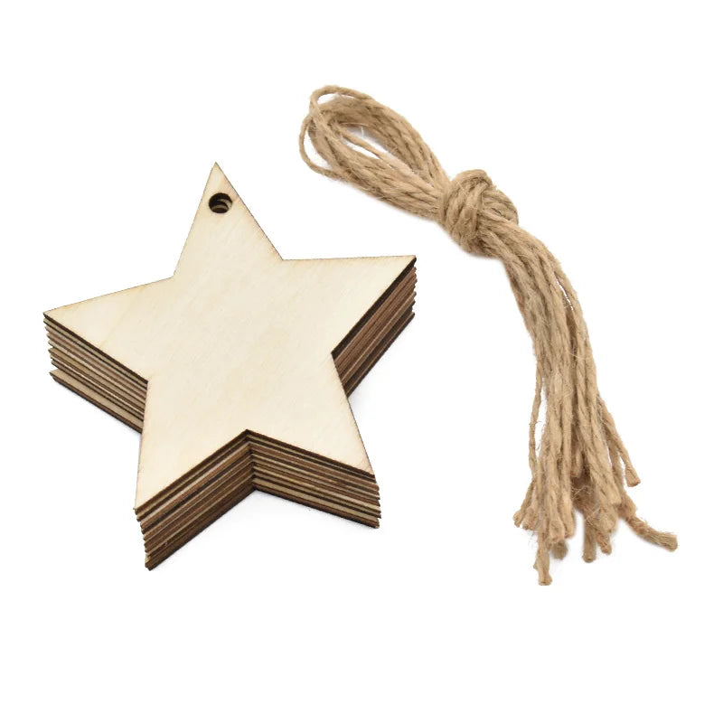 10Pcs Wooden Christmas Bauble Tags – DIY Tree Ornaments Christmas Tree Ornaments Babs Star