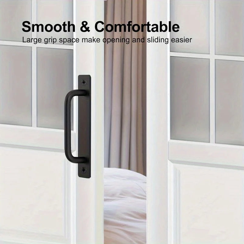 2pcs Black Aluminum Barn Door Handles – Sliding Door Pull Set Door Pull Handles Babs