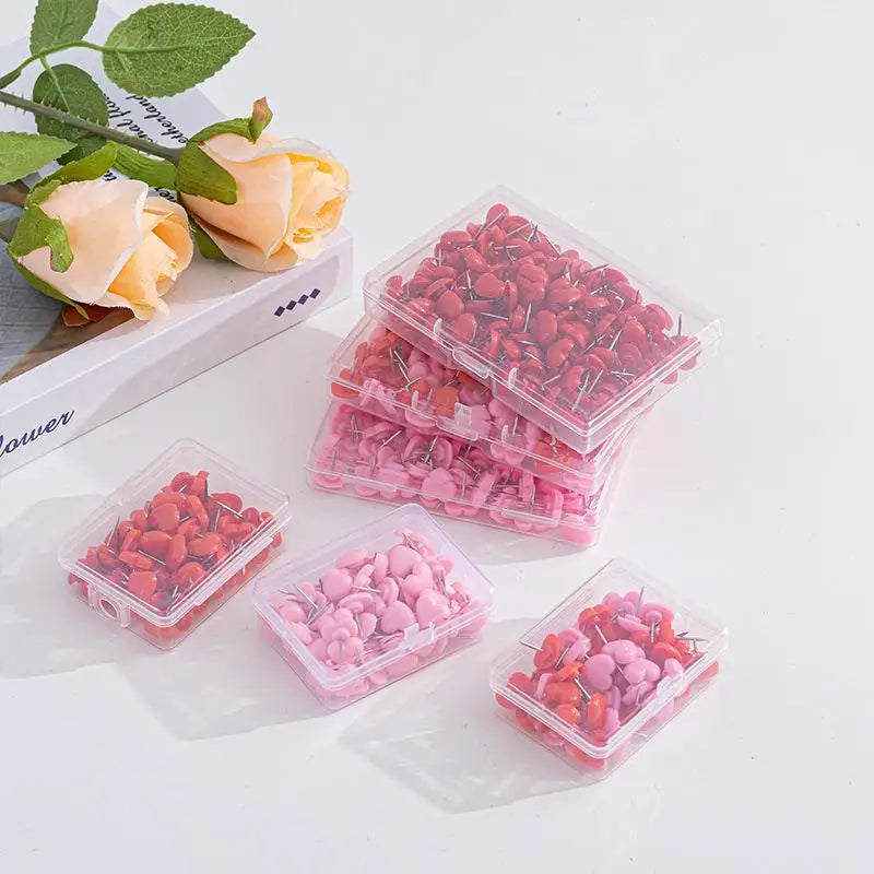 Heart Shape Thumbtacks 50-Pack – Colored Cork Board Pushpins Decorative Pushpins Babs