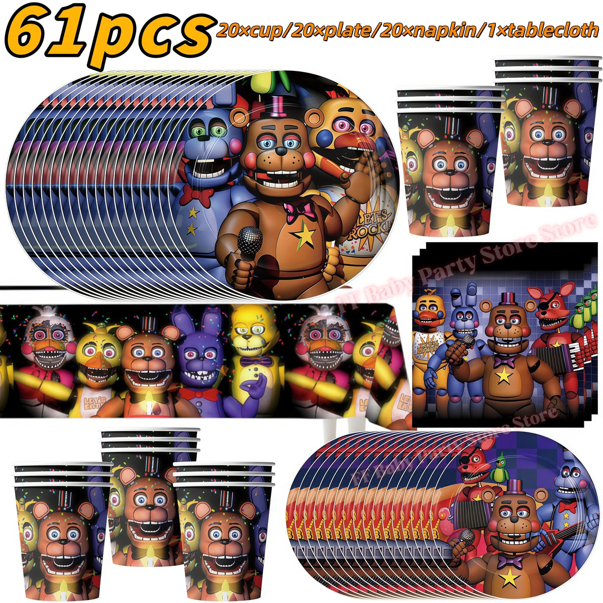 Five Nights Bear Birthday Party Decorations Set for Kids