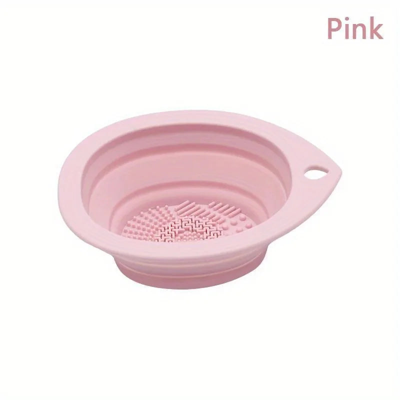 Silicone Makeup Brush Cleaner Bowl & Scrubber Mat Brush Cleaner Bowl Babs Pink
