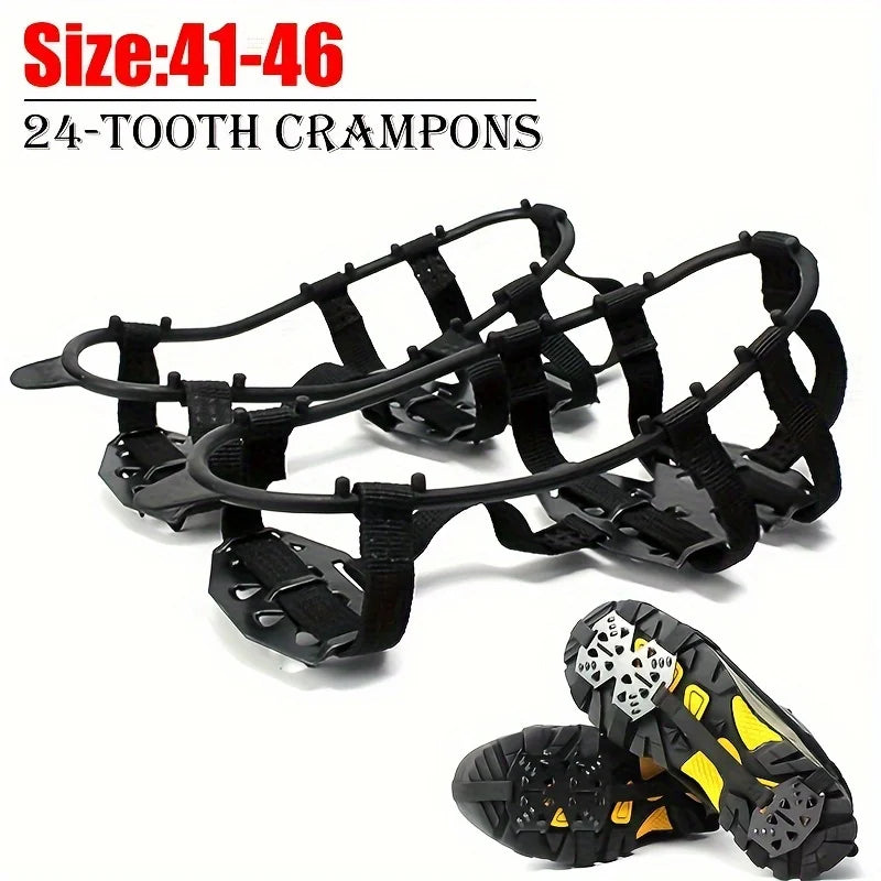 24-Tooth Anti-Slip Ice Cleats – Snow Shoe Cover for Hiking Ice Traction Cleats Babs 1 pair
