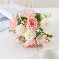Silk Peony & Hydrangea Artificial Bouquet – Wedding & Home Decor Artificial Flower Bouquet Babs Pink 1 pc