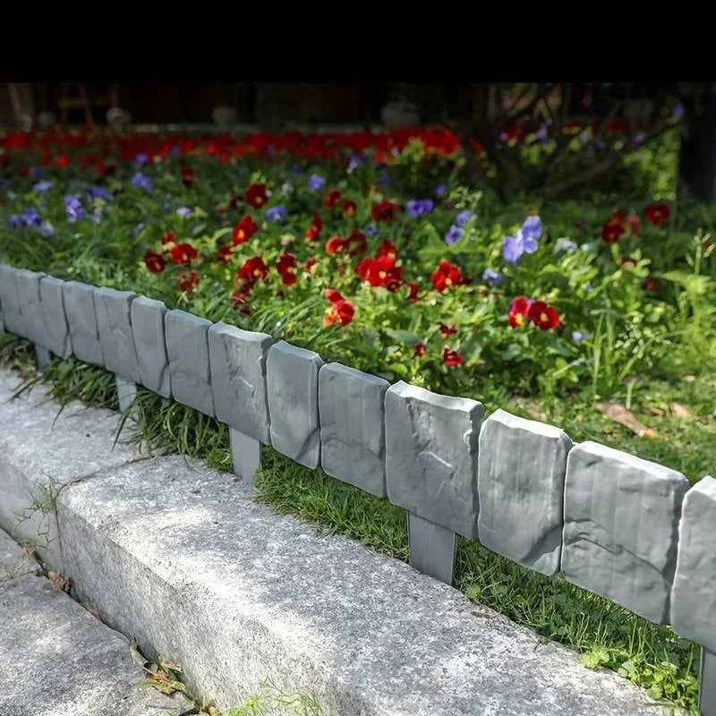 No-Dig Garden Edging Borders – Imitation Stone Lawn Fence 10/20Pcs Garden Edging Borders Babs