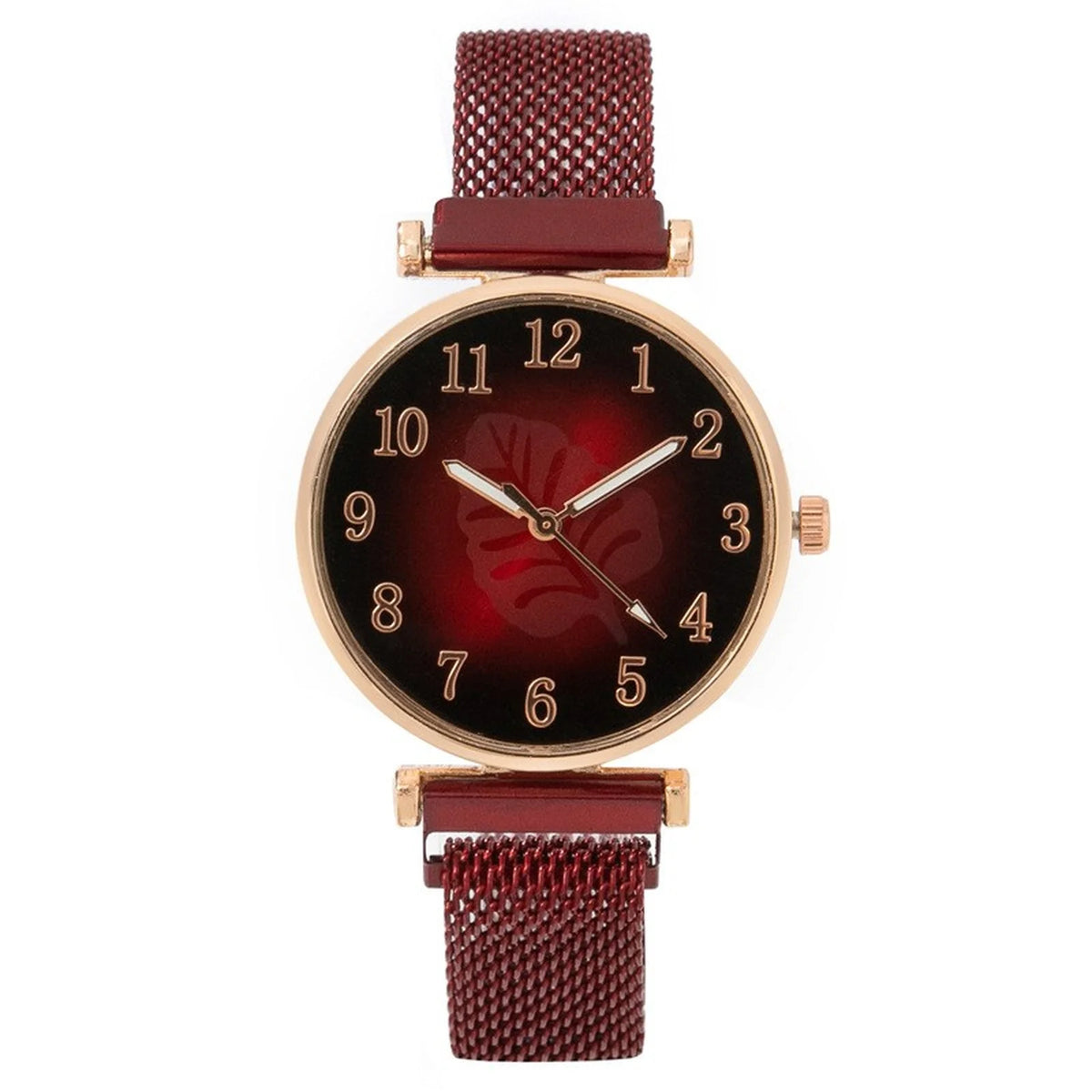 Women's Elegant Quartz Bracelet Watch – Ceramic Band & Auto Date Women's Bracelet Watch Babs Red