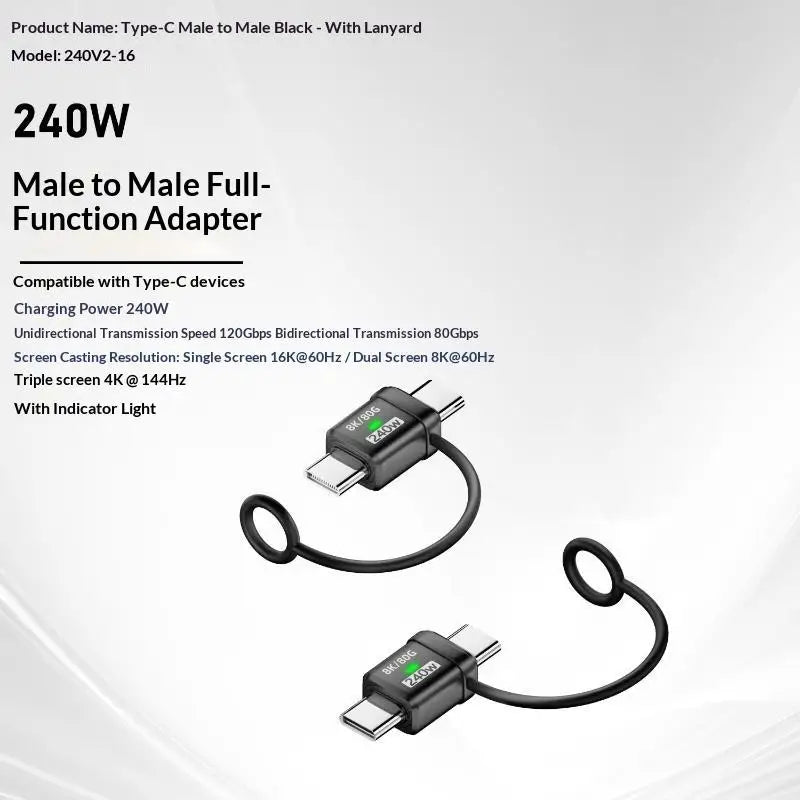 USB4 Right-Angle USB-C Adapter 240W PD 120Gbps 16K Display USB-C Adapter Babs A16