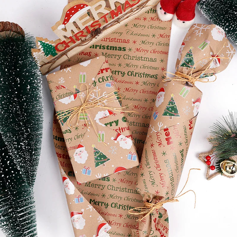 Kraft Vintage Christmas Wrapping Paper Roll – Holiday Gift Wrap Christmas Wrapping Paper Babs