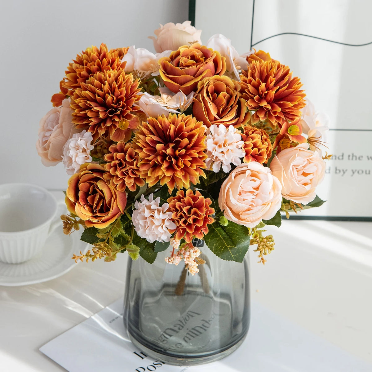 Artificial Silk Peony & Chrysanthemum Flowers – Wedding Décor Artificial Silk Flowers Babs