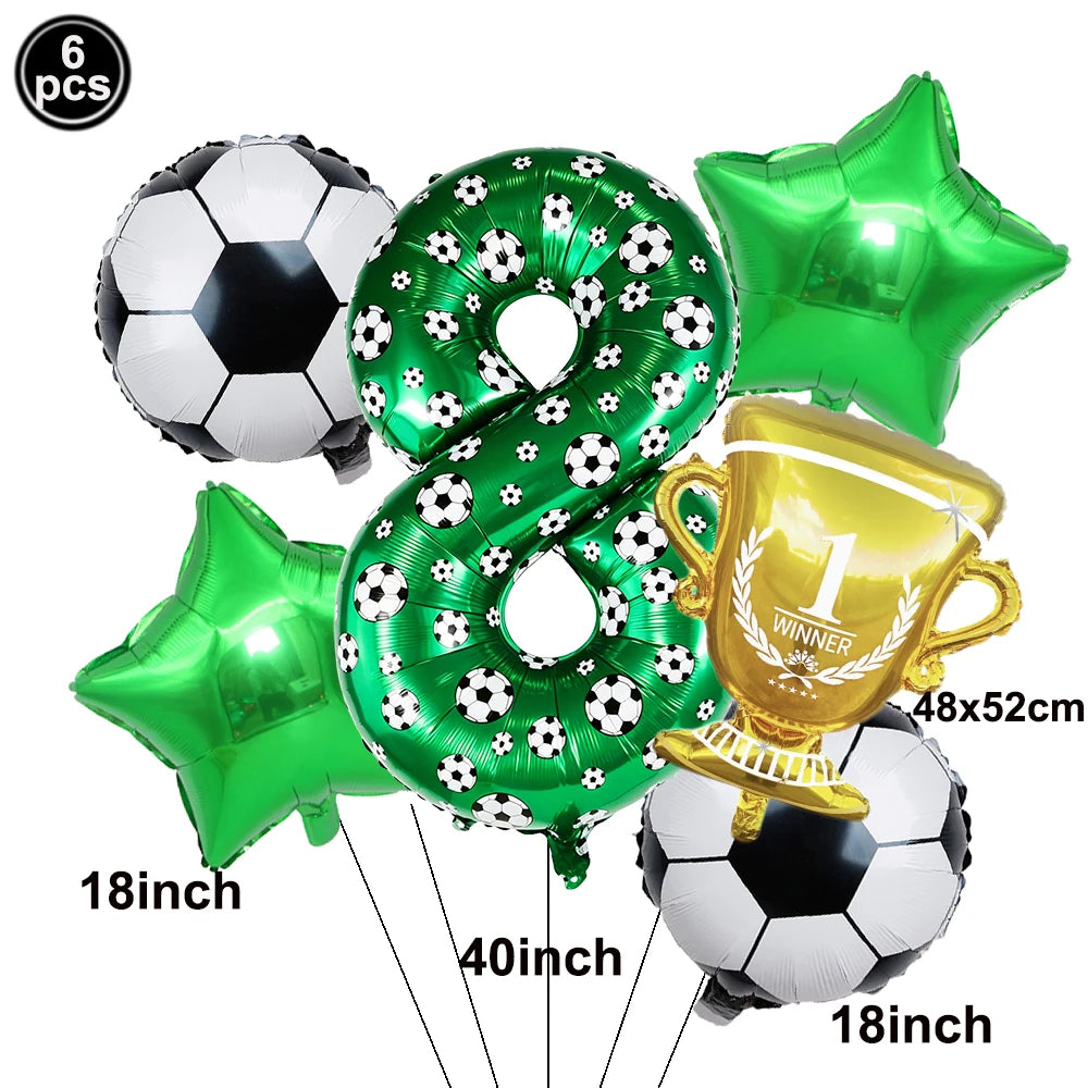 Soccer 6th Birthday Party Supplies – Balloon & Tableware Kit Party Supplies Kit Babs A-8 as show