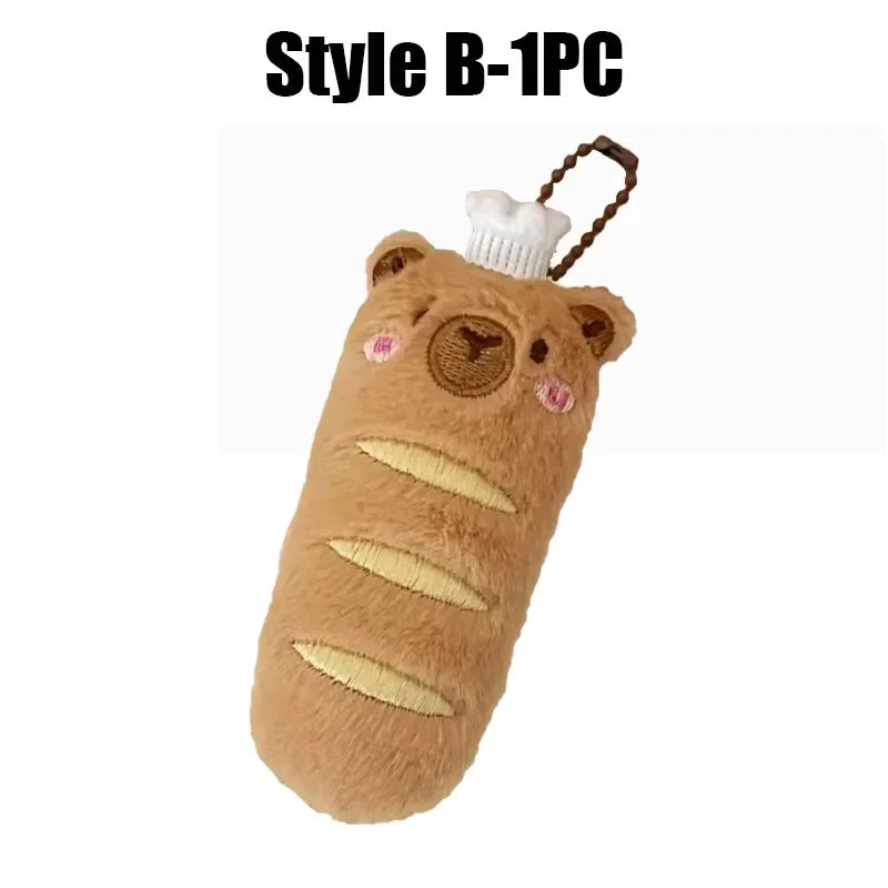 Cute Capybara Plush Keychain – Anime Bread Topper Fluffy Charm Plush Keychain Babs 140331-Style B-1PC