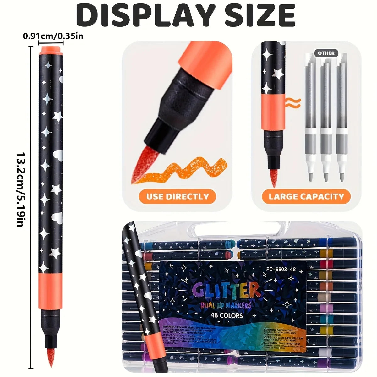Glitter Pens 12/24/36/48 Colors – Water-Based Art Markers Glitter Art Pens Babs
