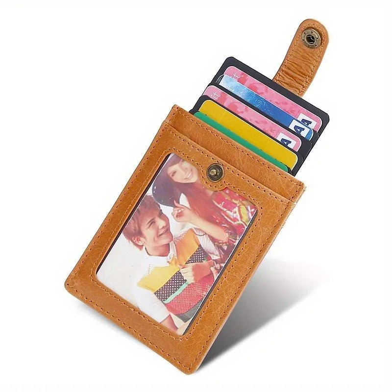 Leather Pull-Out Card Holder – Slim Unisex Wallet with Buckle Leather Card Holder Babs