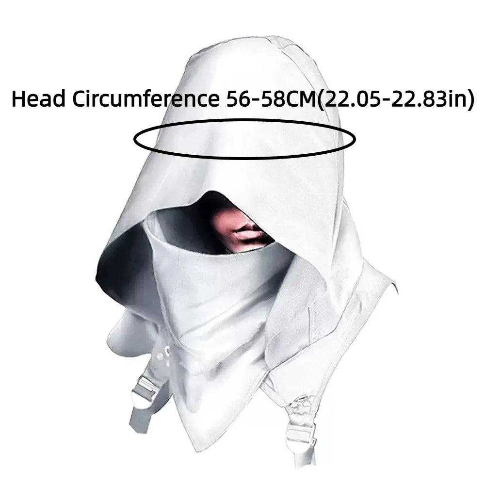 Medieval Hooded Cowl Cloak Hat | Cosplay Cape Scarf Black/White Cosplay Cloak Hat Babs