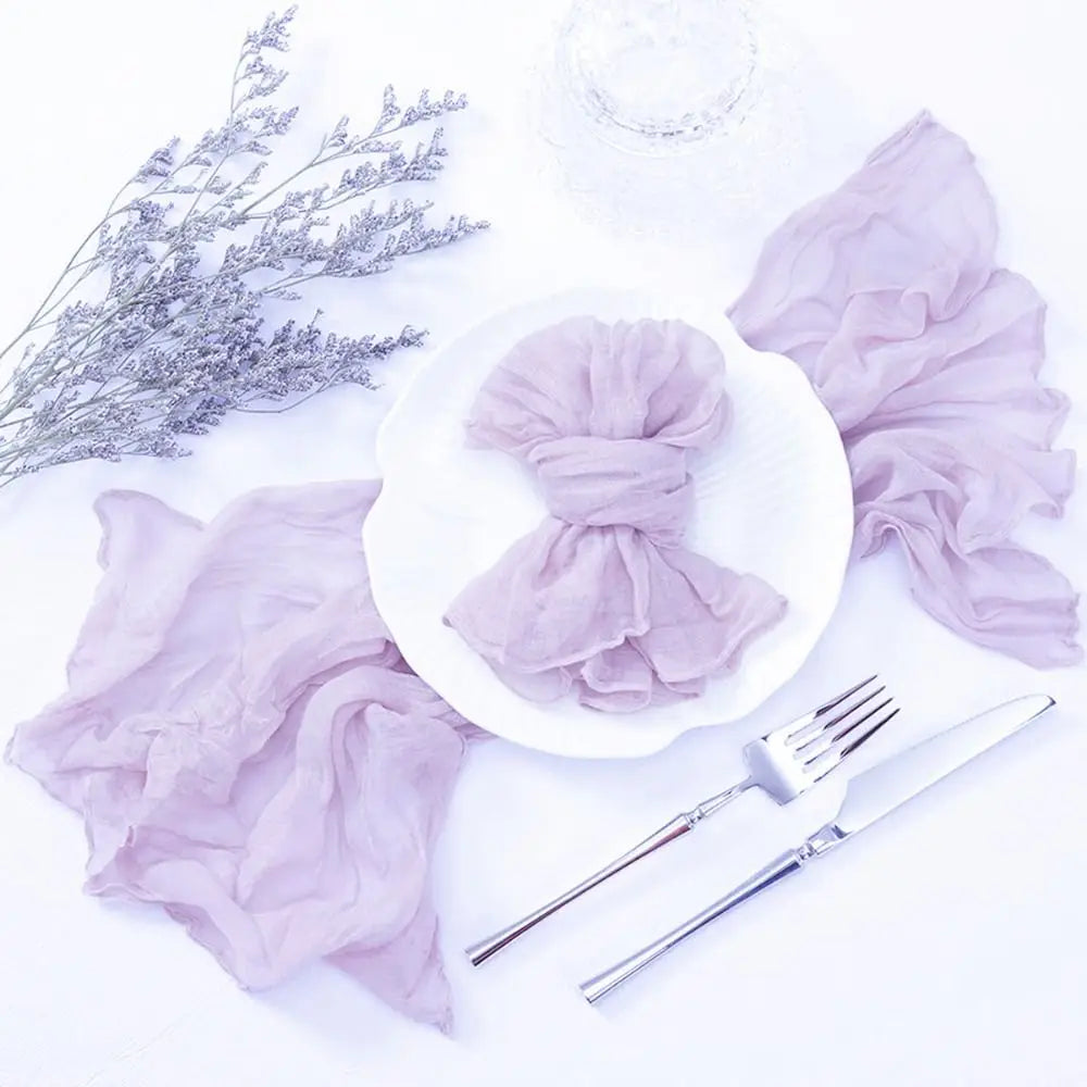 Reusable Gauze Napkins 50x50cm – Solid Color Polyester Table Linen Cloth Table Napkin Babs purple