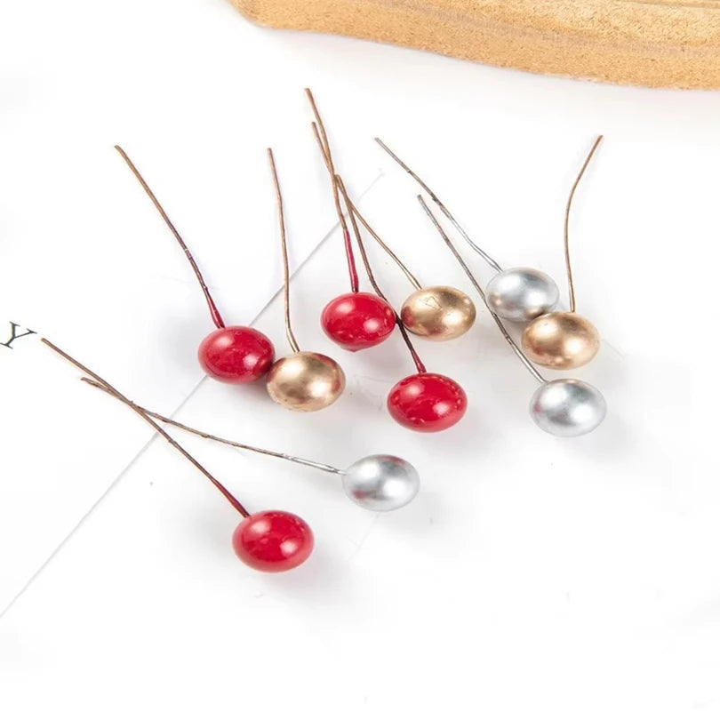 30/50pcs Artificial Berry Beads for Wedding & Christmas Decor Artificial Floral Pick Babs