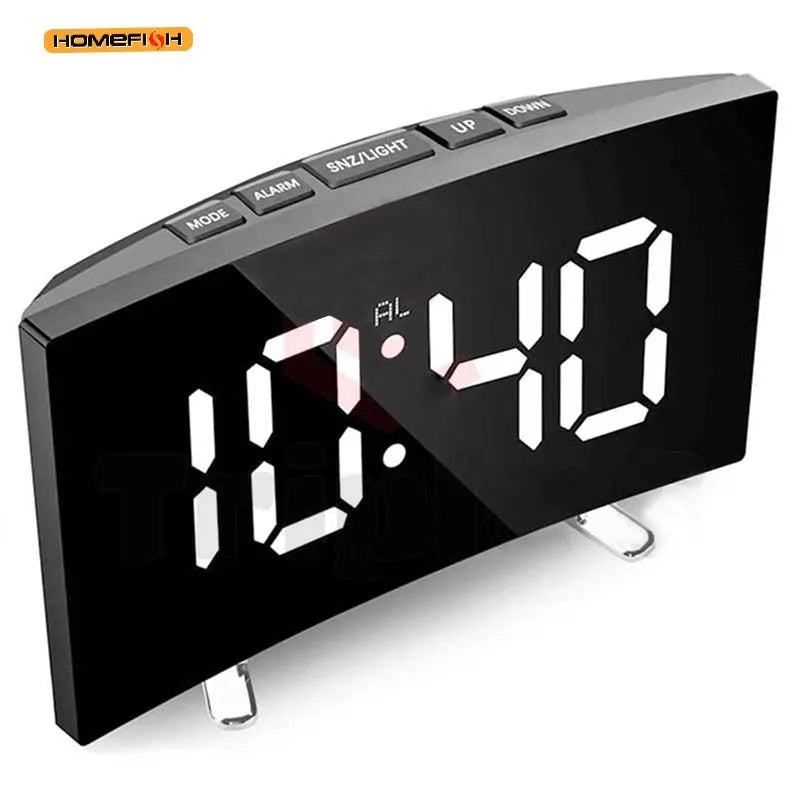 LED Mirror Digital Alarm Clock – Mirrored Electronic Desk Clock LED Mirror Alarm Clock Babs
