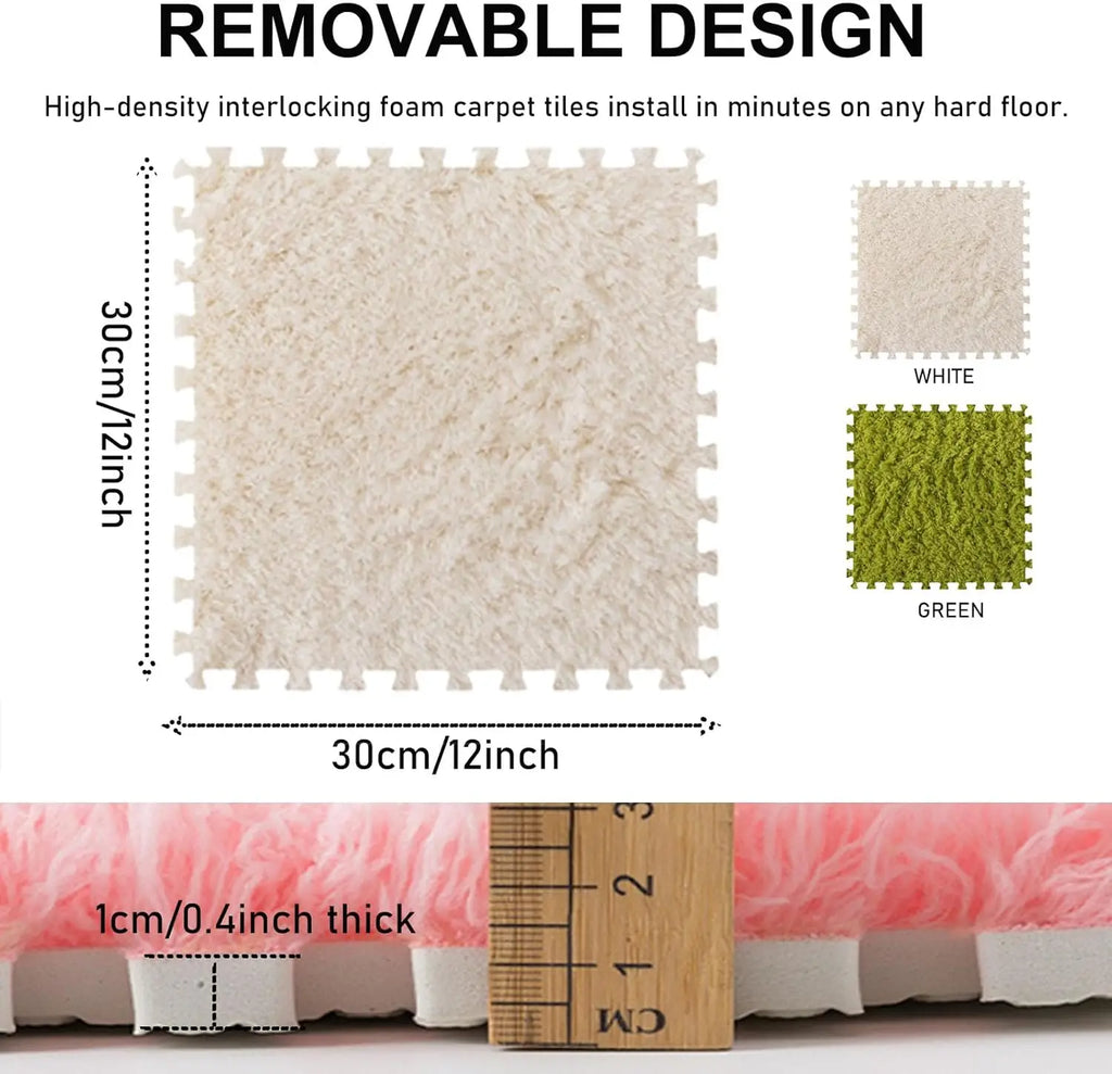Fluffy Interlocking Rug Tiles – Plush Velvet Bedroom Carpet Interlocking Rug Tiles Babs