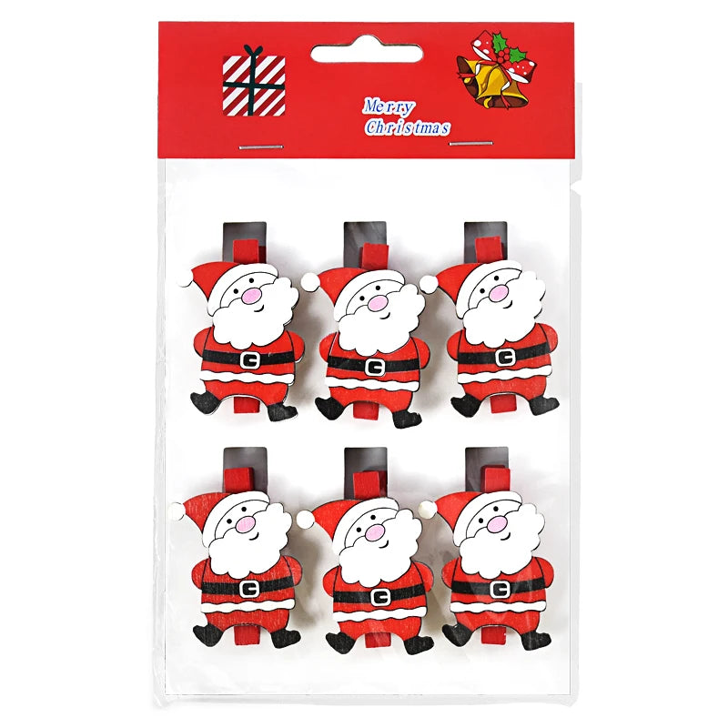 6pcs Christmas Wooden Clips – Xmas Photo Wall DIY Décor Set Christmas Wooden Clips Babs A