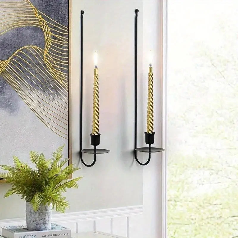 Black L-Shaped Wall Candle Holder | Modern Minimalist Iron Decor Wall Candle Holder Babs