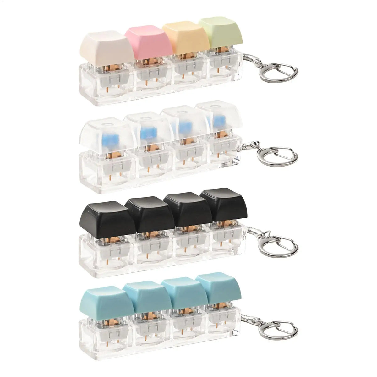 Acrylic Keycap Fidget Keychain – 4-Key Clicker Toy for Adults Fidget Keychain Toy Babs
