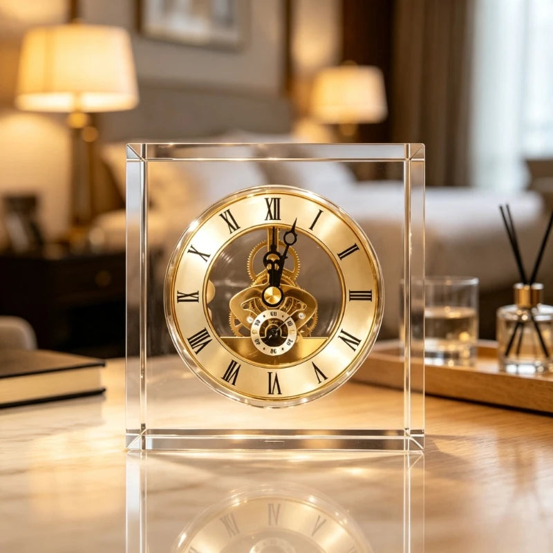 Luxury Crystal Silent Quartz Desk Clock – Nordic Décor Crystal Desk Clock Babs