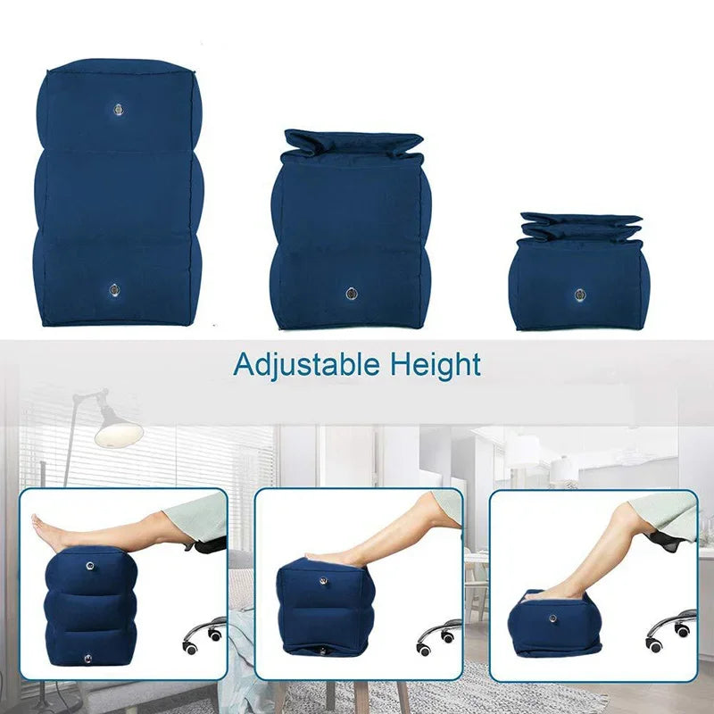 Inflatable Travel Foot Rest Pillow – 3-Layer Adjustable Footstool Travel Foot Rest Babs