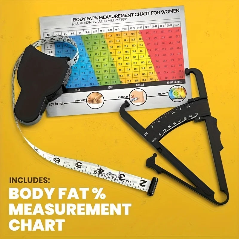 Body Fat Caliper & Waist Tape Measure Set – Fitness Tool Body Measurement Set Babs