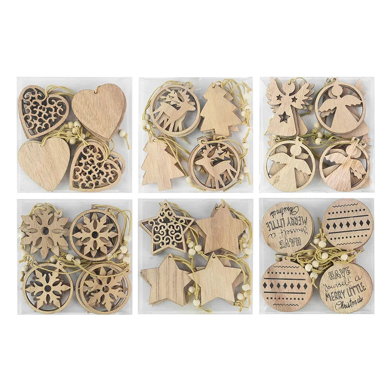 12 Christmas Wooden Ornaments – DIY Xmas Tree Pendants Christmas Wood Ornaments Babs