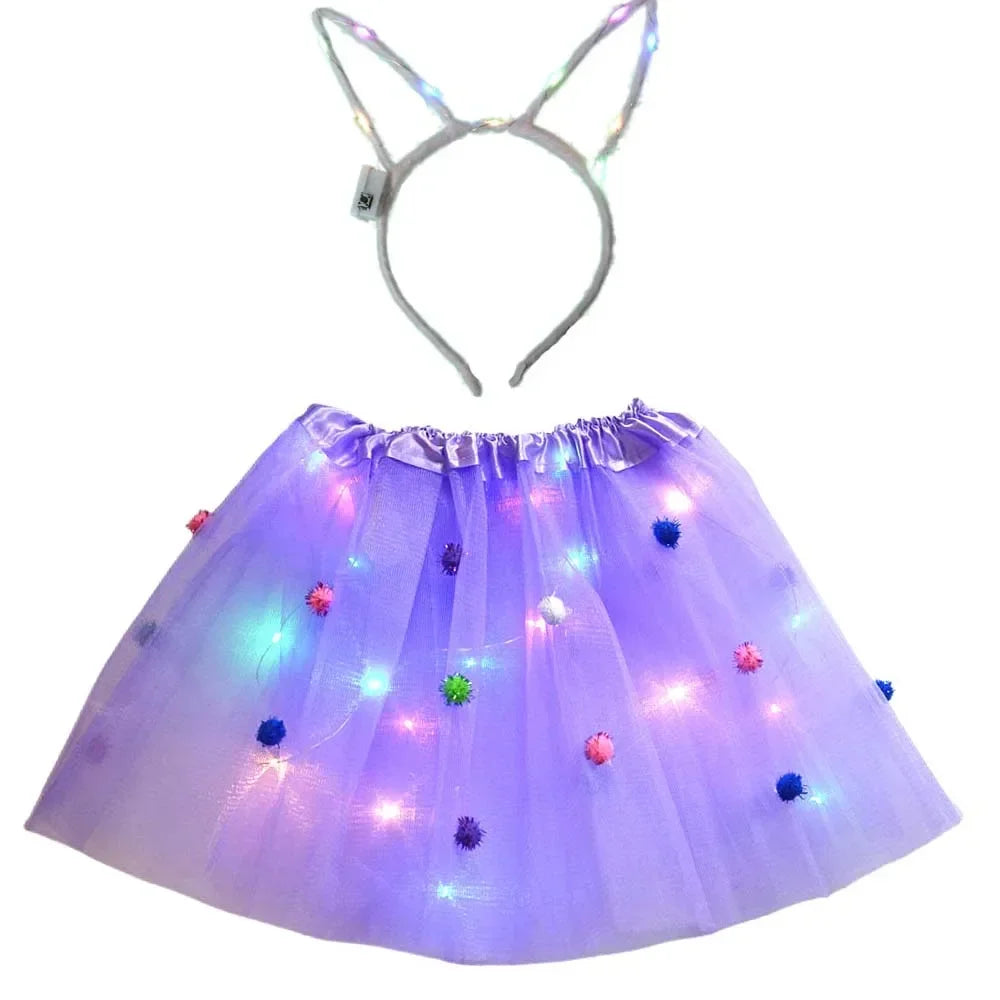 LED Light-Up Princess Tutu Skirt & Bunny Headband Set LED Costume Set Babs 8 for teenage or women