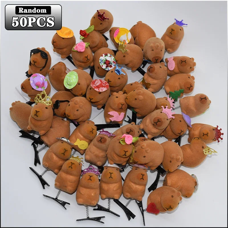 Kawaii 3D Capybara Bow Duckbill Hairpin Clips – 10–100 Pack Kawaii Hair Clips Babs 5Bags-50PCS