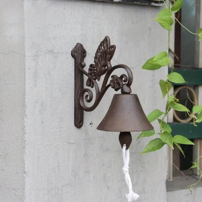 Retro Cast Iron Butterfly Doorbell | Wall Mounted Hand Crank Bell Decorative Doorbell Babs
