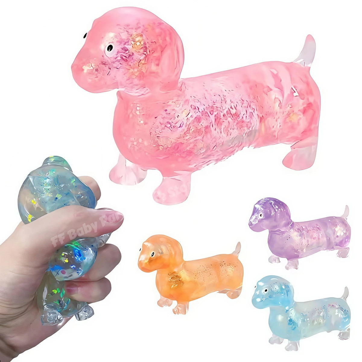 Sparkling Sausage Dog Slow Rising Squishy Fidget Toy Squishy Fidget Toy Babs