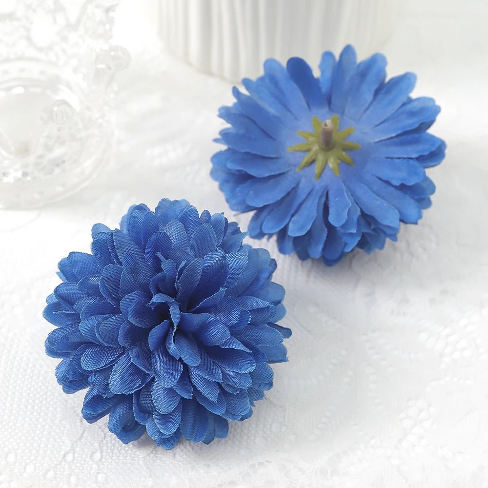 10 Pcs Orange Silk Chrysanthemum Artificial Flower Heads Decor Artificial Flower Heads Babs Dark Blue 10Pcs