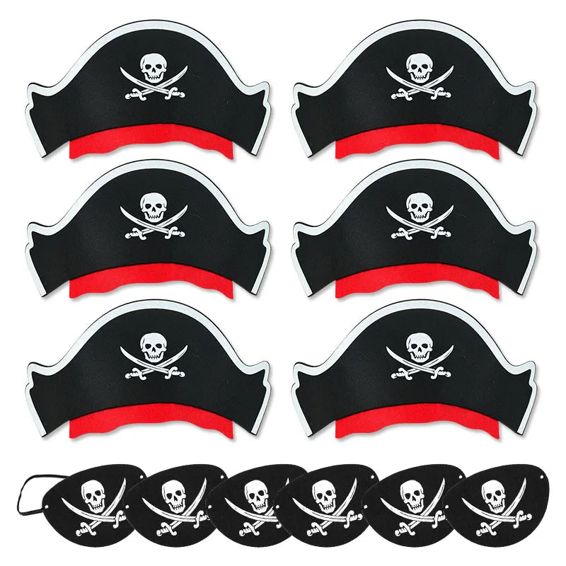 12-Pc Pirate Hat & Eye Patch Set – Halloween & Party Costume Costume Accessory Set Babs 6hat 6eyepatch