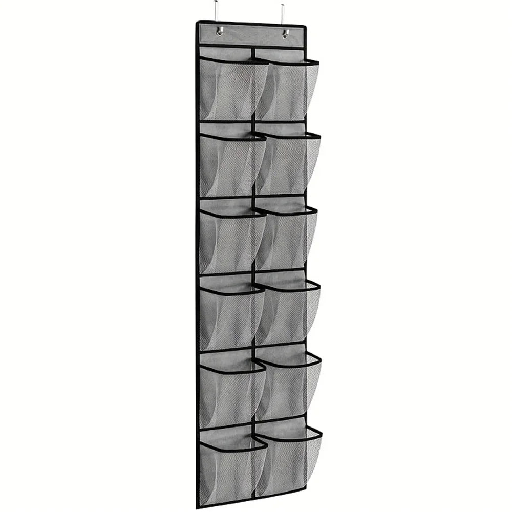 12-Pocket Door Hanging Shoe Organizer with Mesh Pockets Door Shoe Organizer Babs gray