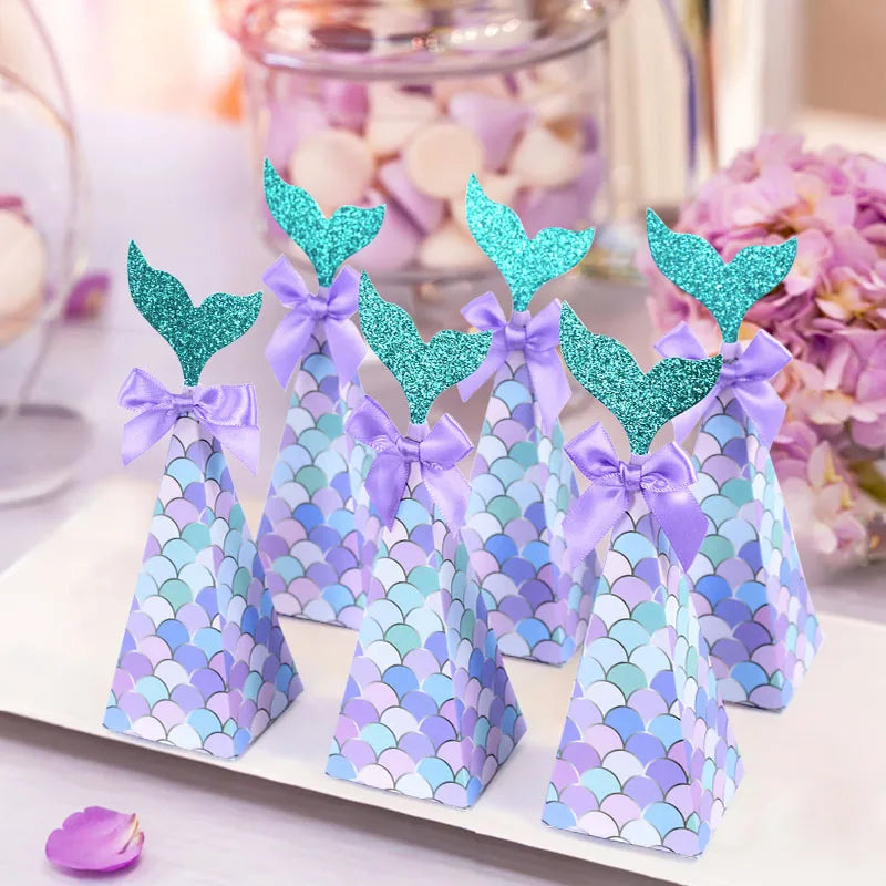 10Pcs Mermaid Tail Paper Candy Boxes – Party & Baby Shower Party Favor Boxes Babs