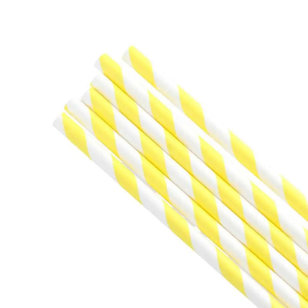 Colorful Stripe Paper Drinking Straws – 25-Pack Party Straws Disposable Paper Straws Babs