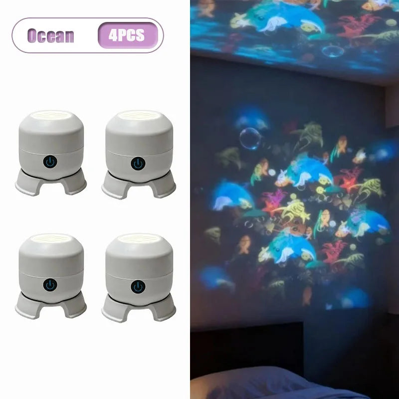 Starry Sky Projector Night Light | Rotating Galaxy Lamp Projector Night Light Babs Ocean-4PCS